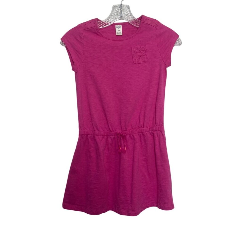 OshKosh Short Sleeve Elastic Waist Dress Girls Size‎ 10 Pink 100% Cotton